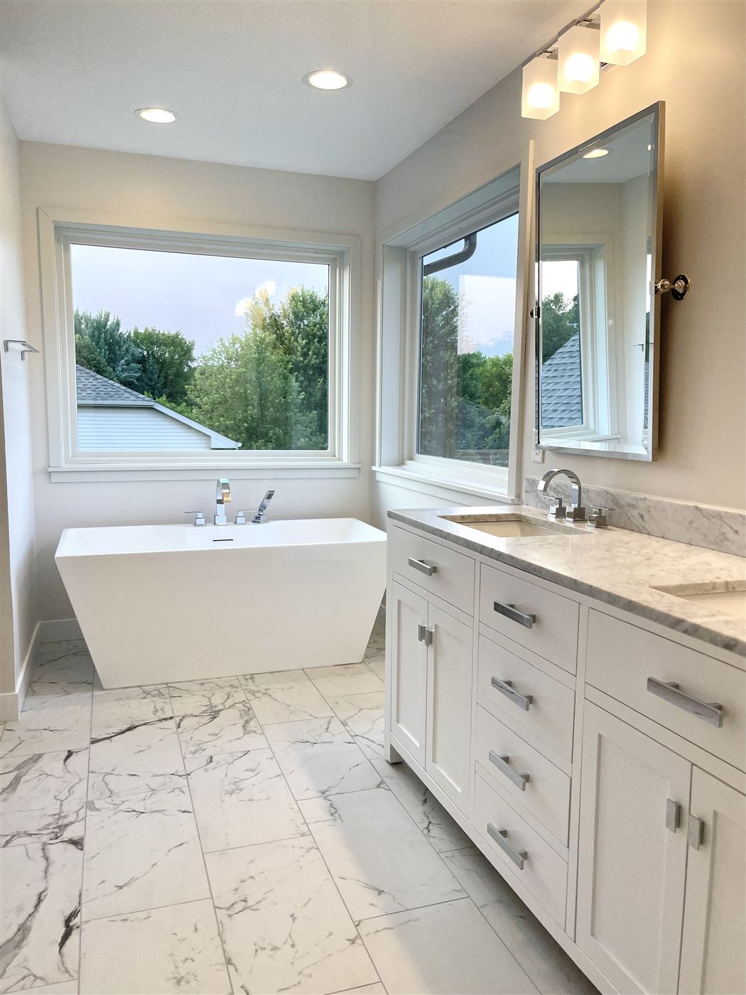 Bright master bathroom