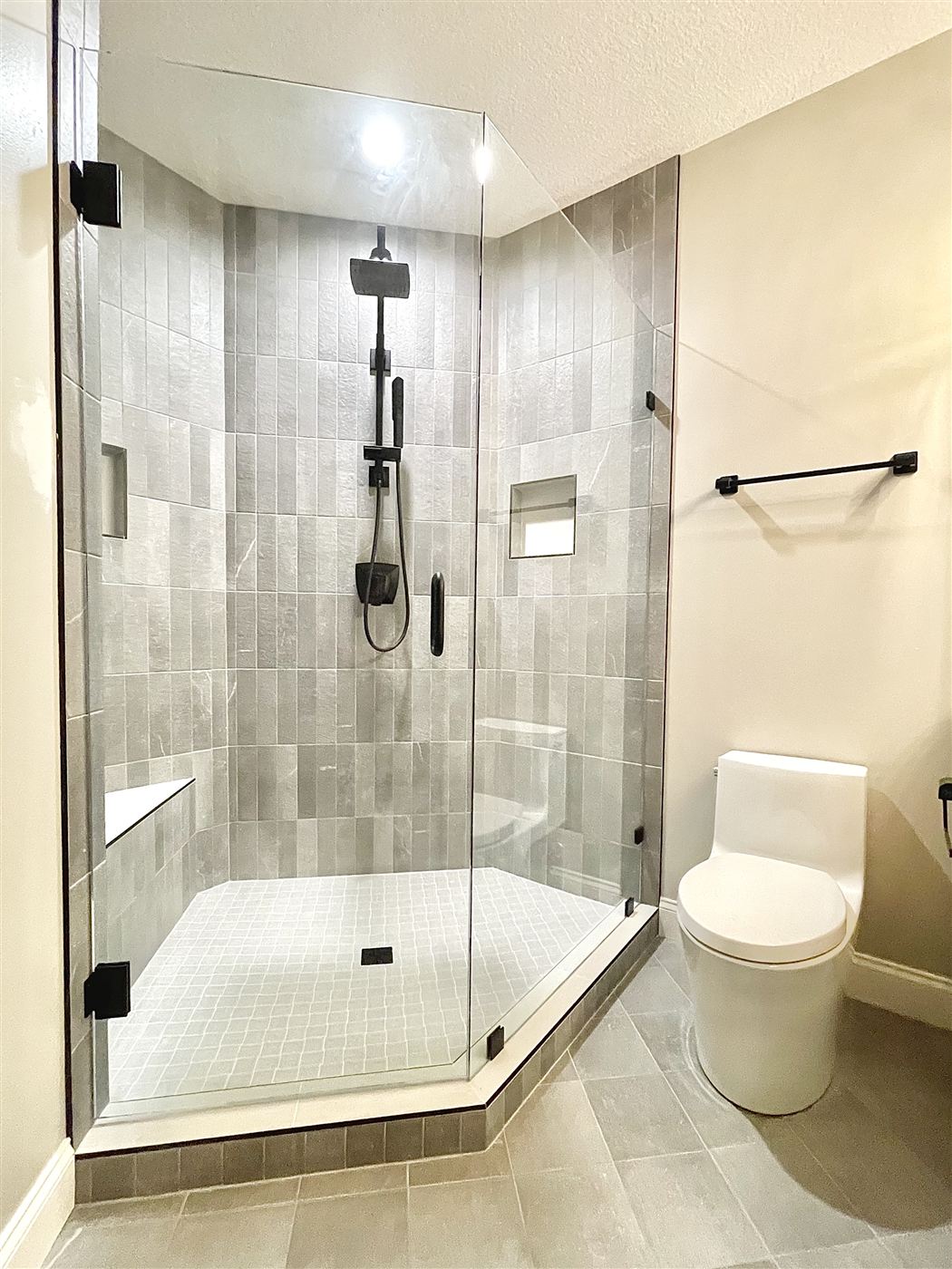 Grey shower tile
