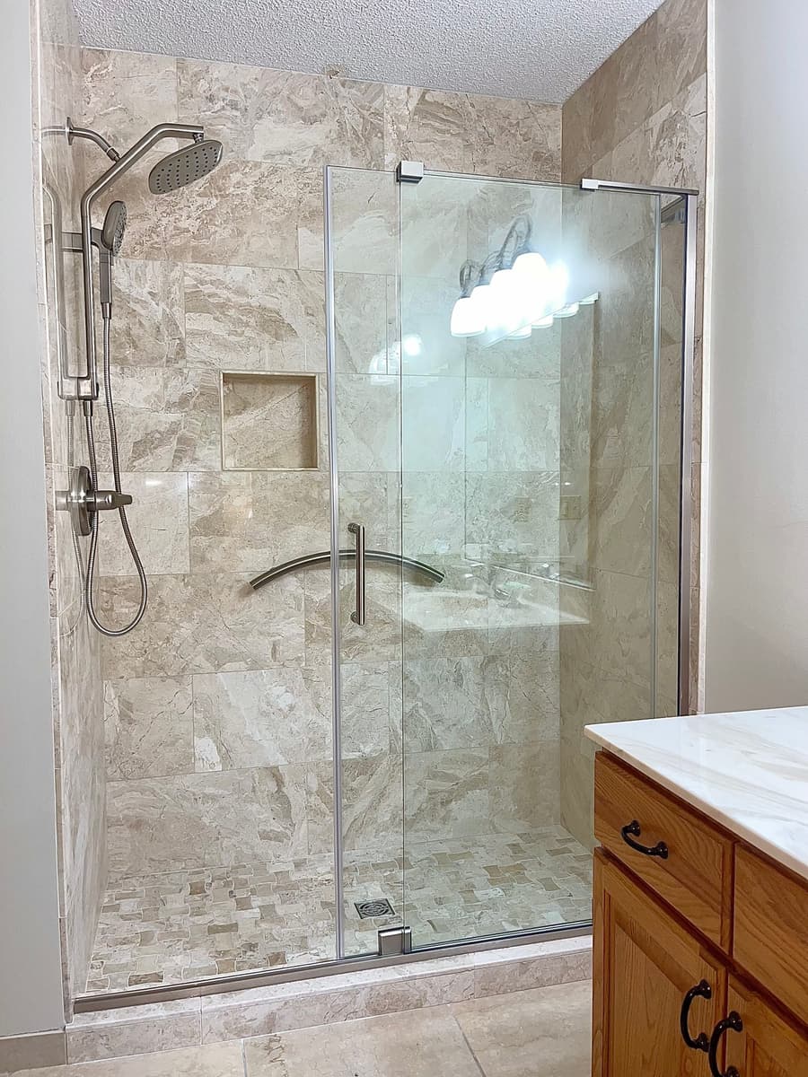 After custom marble shower