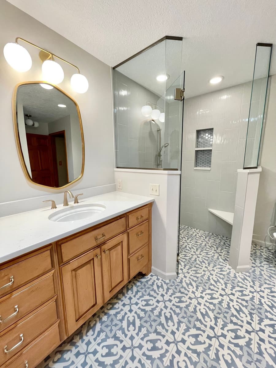 After vanity and walk-in shower