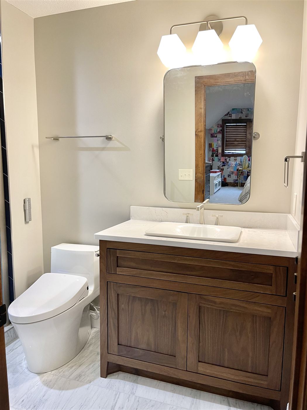Custom walnut bathroom vanity